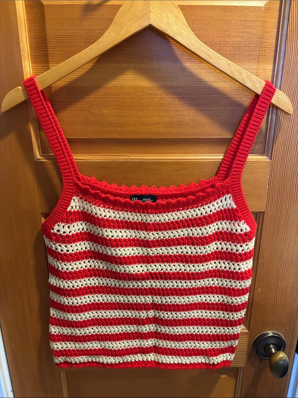 Gap Striped Cotton Tank Top in Red & White Size Medium Like New